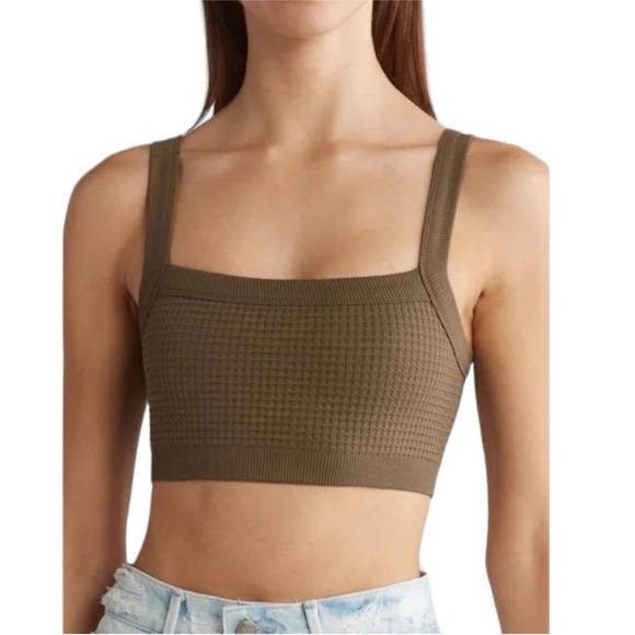 Good American Other - Good American Green Thermal Seamless Sports Bra size L/XL (3/4) EUC